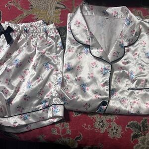 Floral Satin Pajama Set